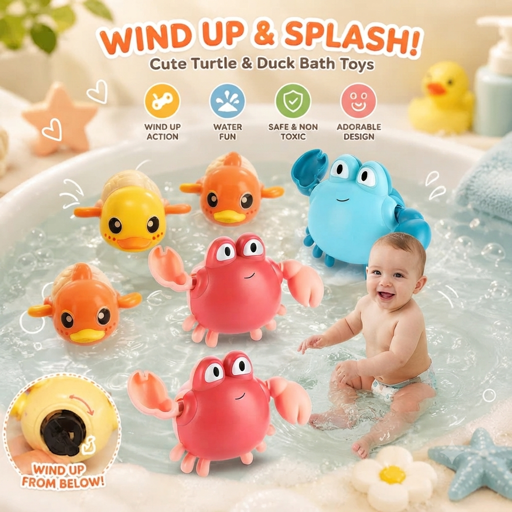 Wind Up Animal Bath Toys Moves In Water | Set Of 6