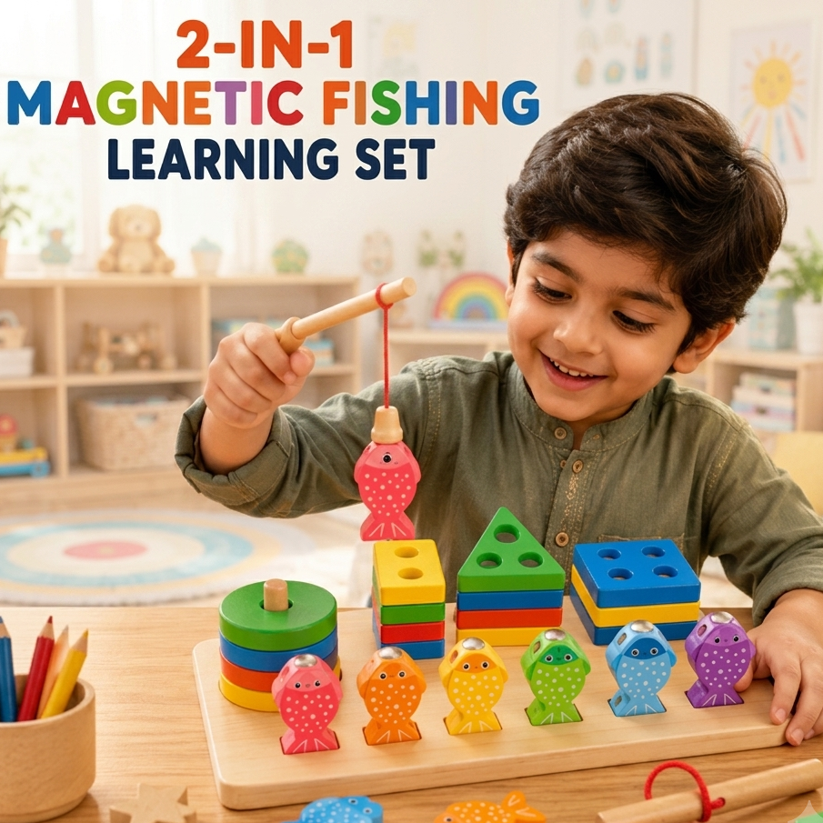 Wooden Fishing Stacking Early Education Toy