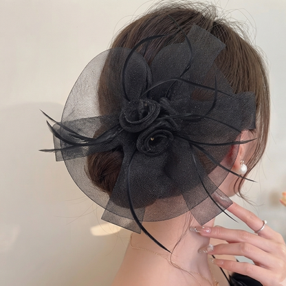 Korean Mesh Fascinator Big Size flower Hair Clip | Party & Wedding Hair Accessory