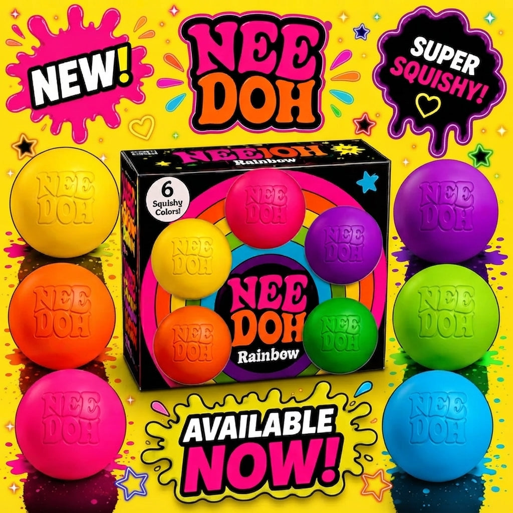 Needoh Rainboh Globbles Teenie Pack Of 6 Neon Squishy Box