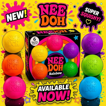 Needoh Rainboh Globbles Teenie Pack Of 6 Neon Squishy Box