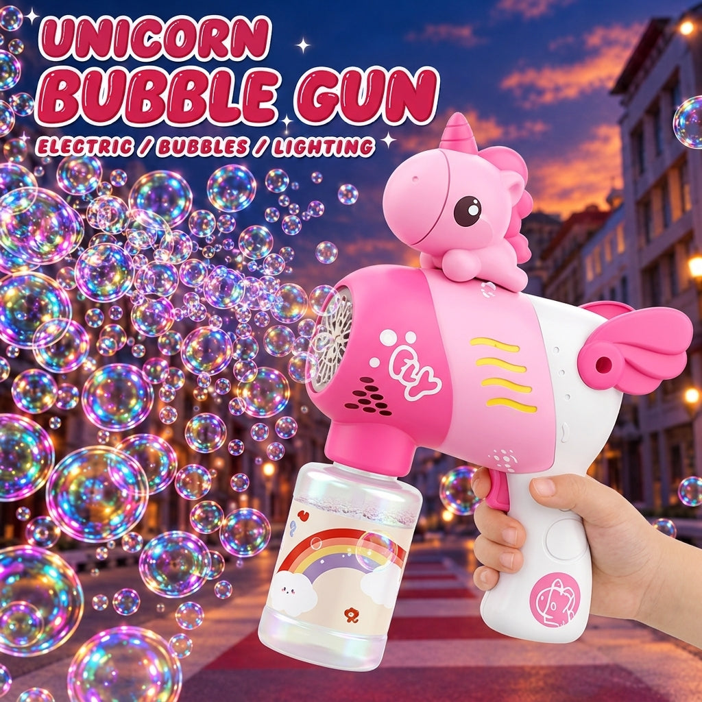 10 Holes Unicorn Bubble Gun With Solution