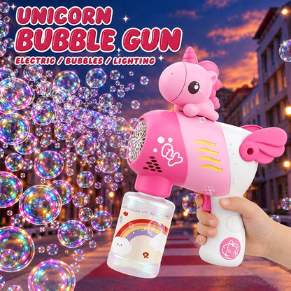 10 Holes Unicorn Bubble Gun With Solution