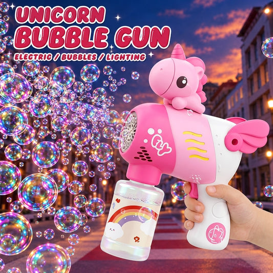 10 Holes Unicorn Bubble Gun With Solution