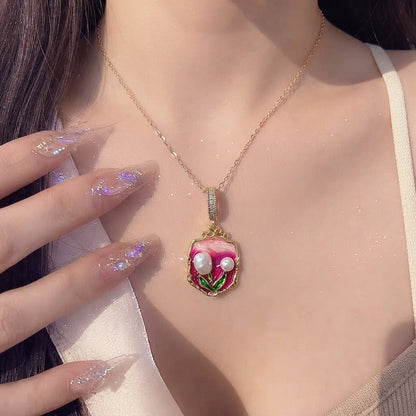 Whimsical Princess Enamel Stainless Steel Necklace