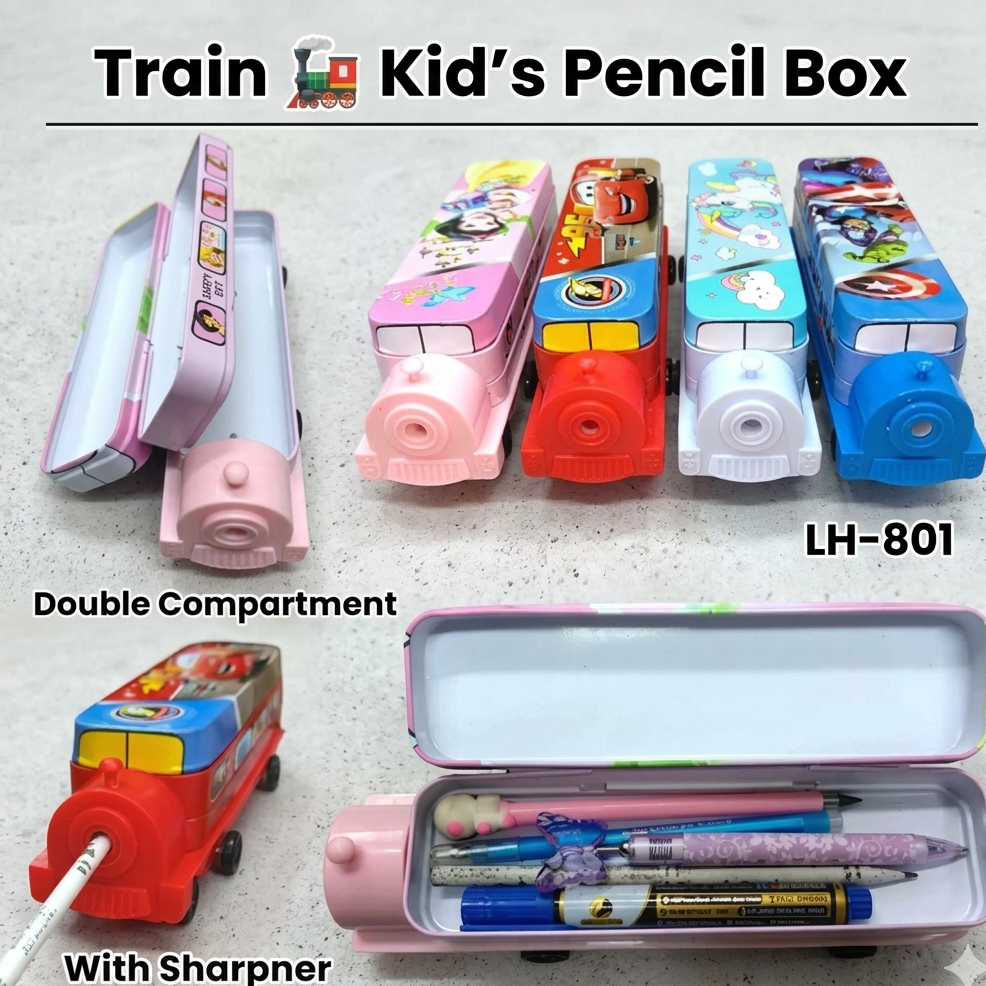 Train Pencil Box with Moveable Tyres