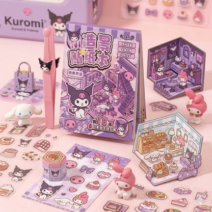 Sanrio 3D Scene Material Sticker Book With Tweezer