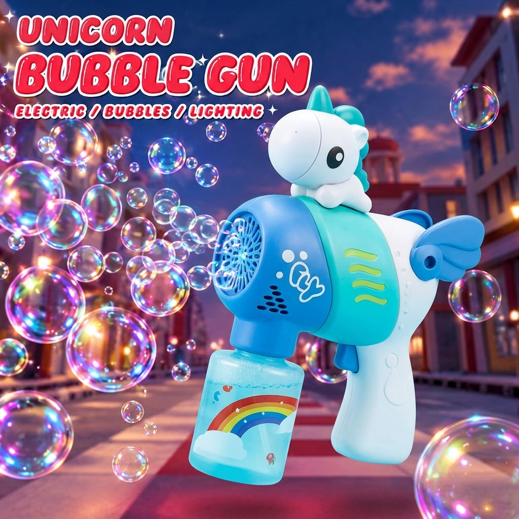 10 Holes Unicorn Bubble Gun With Solution
