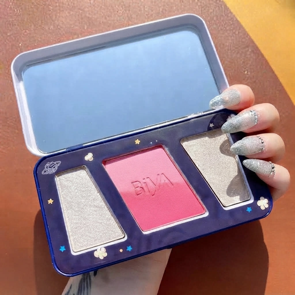 Biya Highlighter And Blush Pallette In Tin Packaging