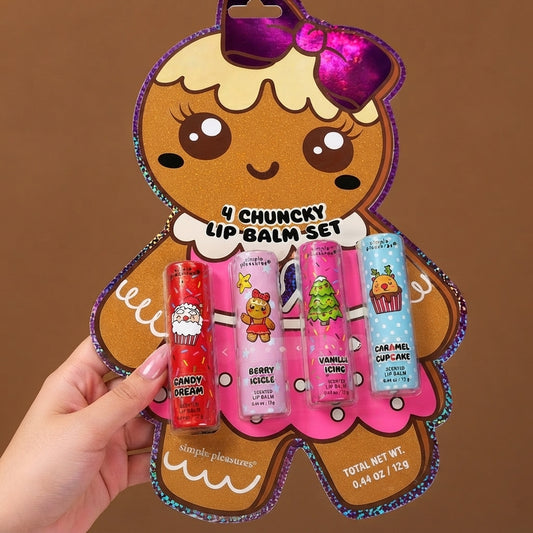 Simple Pleasures 4-Piece Gingerbread Chunky Lip Balm Set
