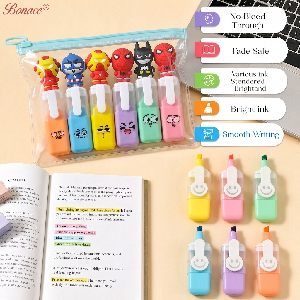 Superheroes Highlighter Pack Of 6