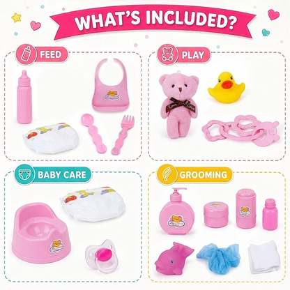 Doll Baby Care 18 Pcs Accessories Bag