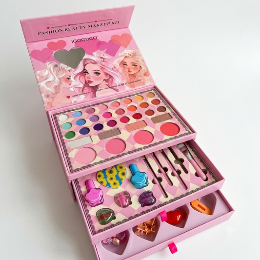 IGOODCO Fashion Beauty 3 Drawer Makeup Kit for Kids – 3-Tier Vanity Box