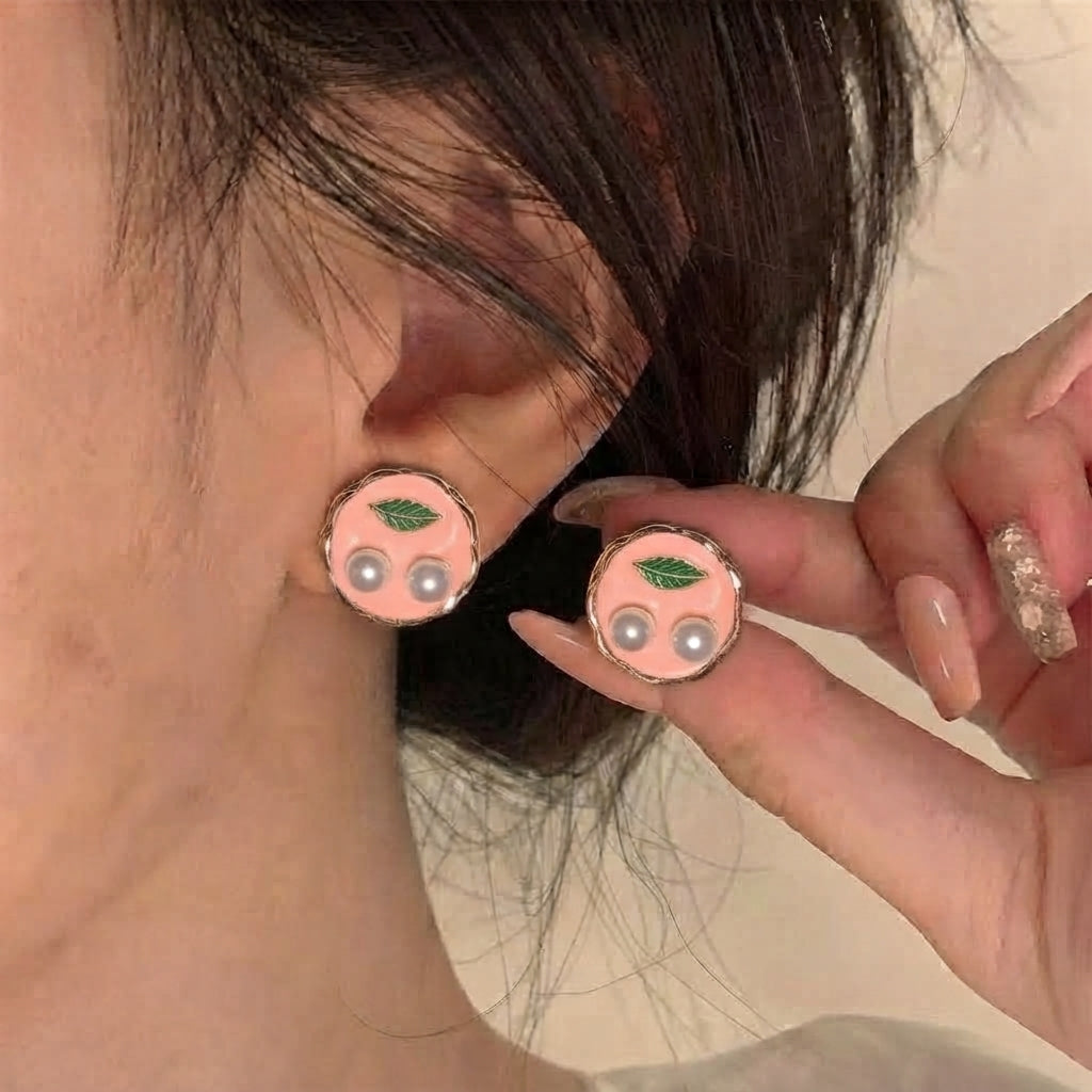Whimsical Pinteresty Enamel Floral Circle Earrings