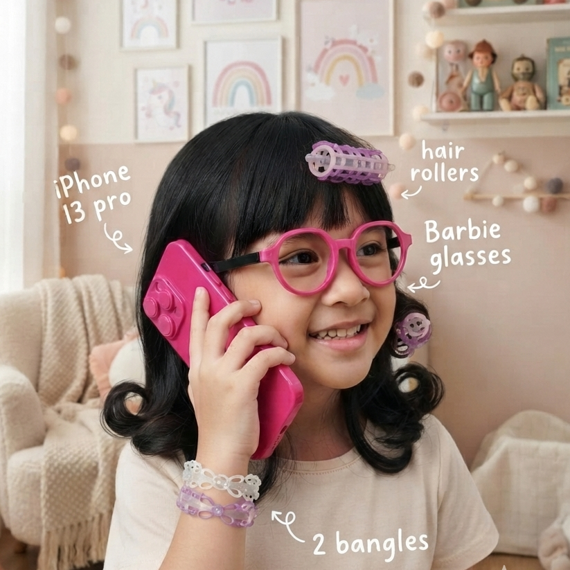 Kids Hair Salon Pretend Play Set With Hair Straightener | Makeup | Iphone