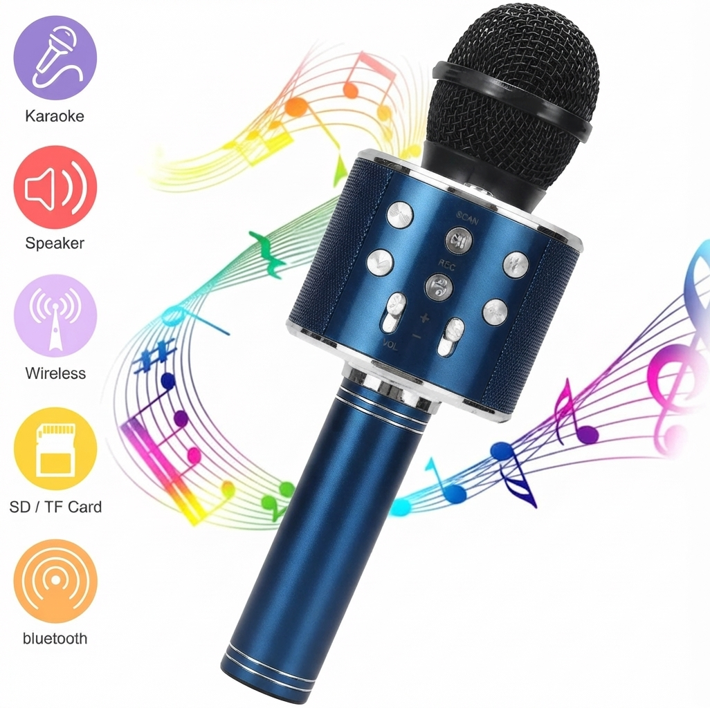 WS 858 Portable 2 in 1 Rechargeable Wireless Bluetooth mic and Speaker