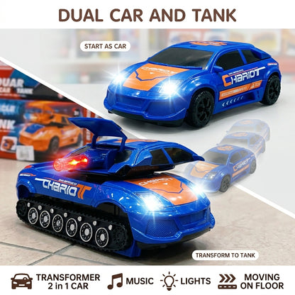 2 in 1 Dual Chariot Car and Tank Transformer With Sound and Lights