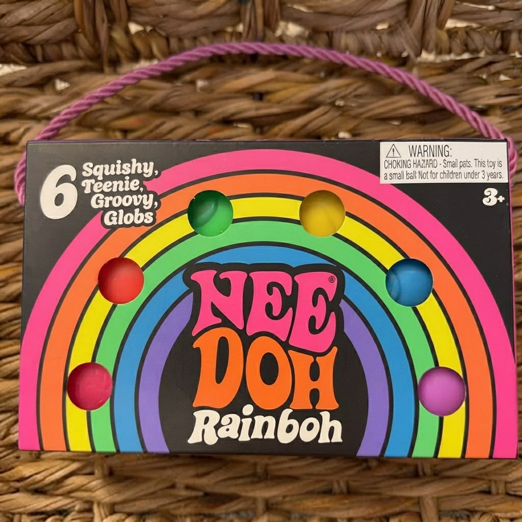 Needoh Rainboh Globbles Teenie Pack Of 6 Neon Squishy Box