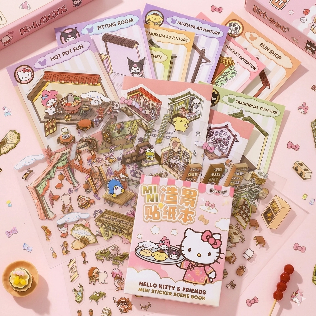 Sanrio 3D Scene Material Sticker Book With Tweezer