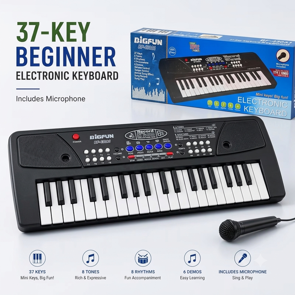 37 Key Beginner Real Piano With Mic