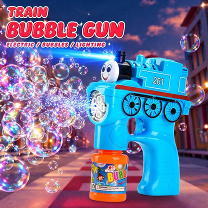 Train Engine Bubble Gun with Lights & Sound – Automatic Bubble Blower for Kids