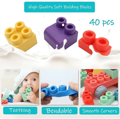 Baby Soft Silicon Big High Quality Building Blocks | 24 Pcs
