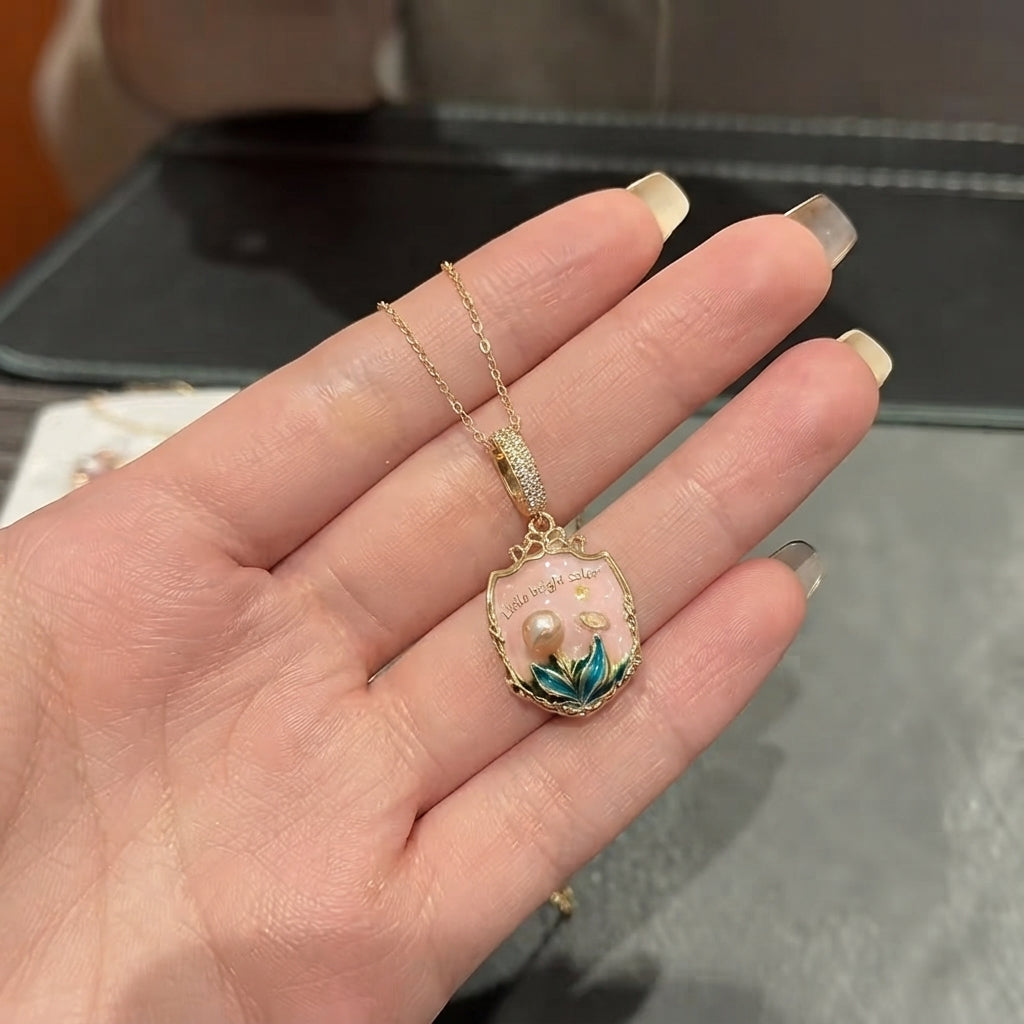 Whimsical Princess Enamel Stainless Steel Necklace