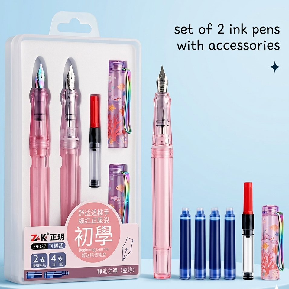 Set Of 2 Ocean Theme Ink Pens With Accessories For Boys and Girls