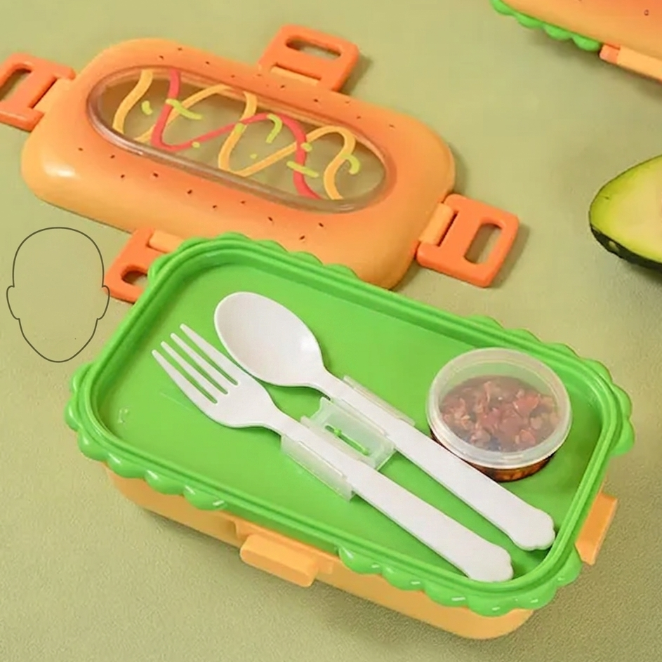 Burgers Bentos Lunchbox With Separate Spoon And Fork