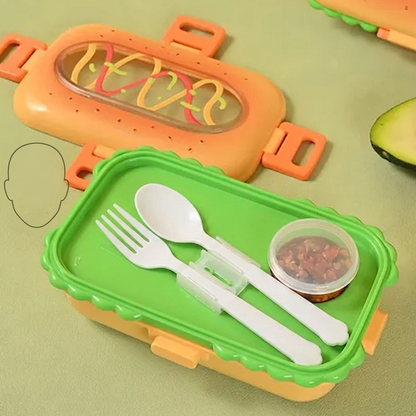Burgers Bentos Lunchbox With Separate Spoon And Fork