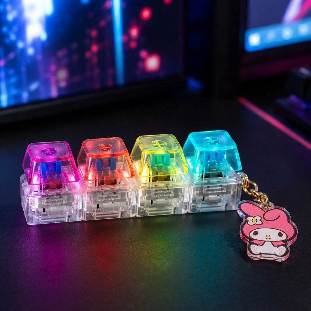 Sanrio Kuromi and Hello Kitty Keyboard Keychain