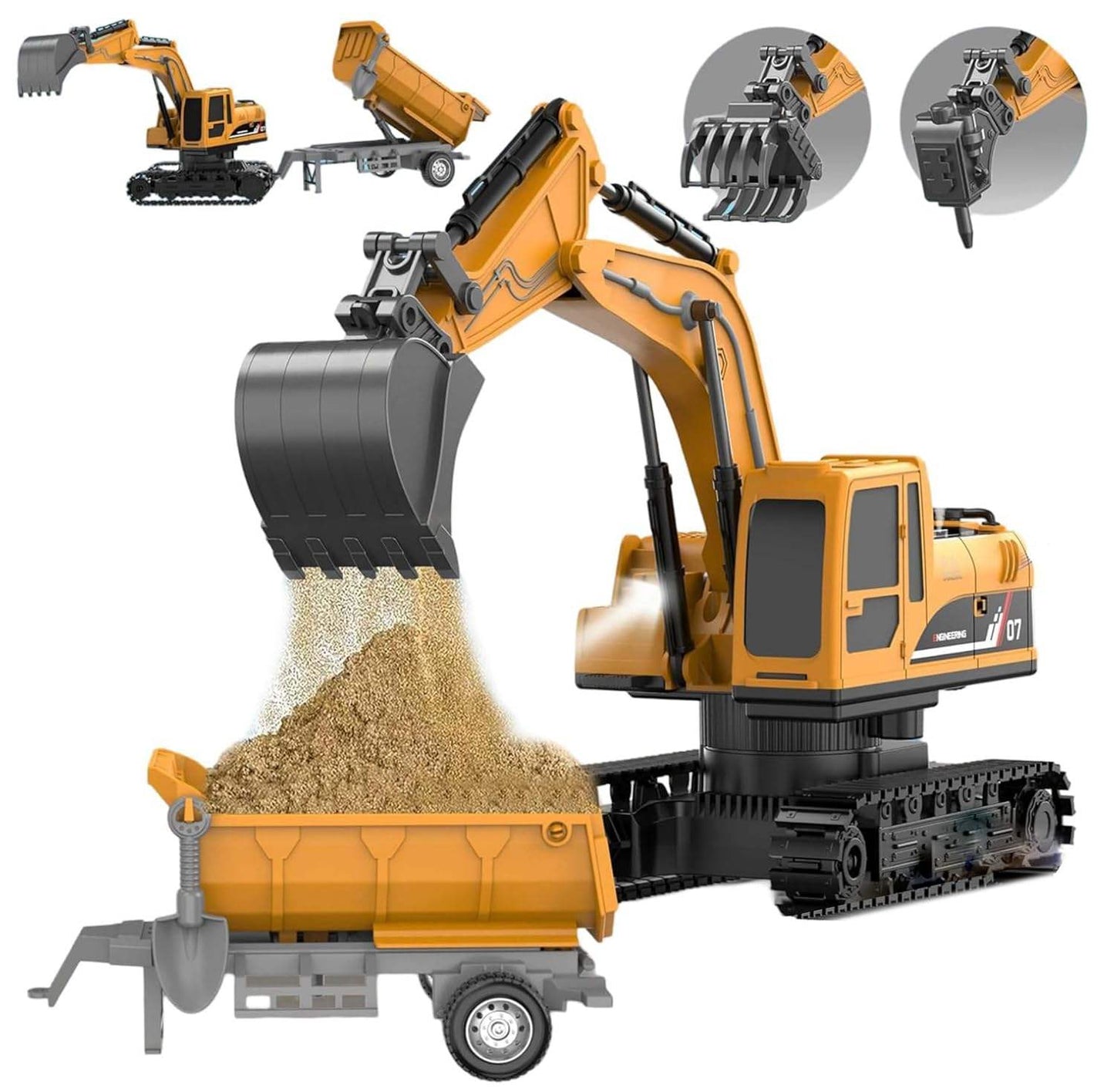 3 in 1 Engineering Remote Control RC Construction Truck With Realistic Steam