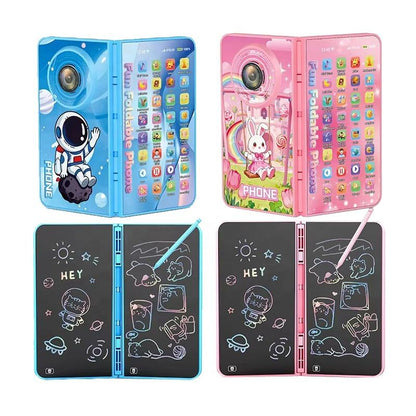 2-in-1 Kids Foldable Flip Musical Mobile Phone & LCD Writing Tablet