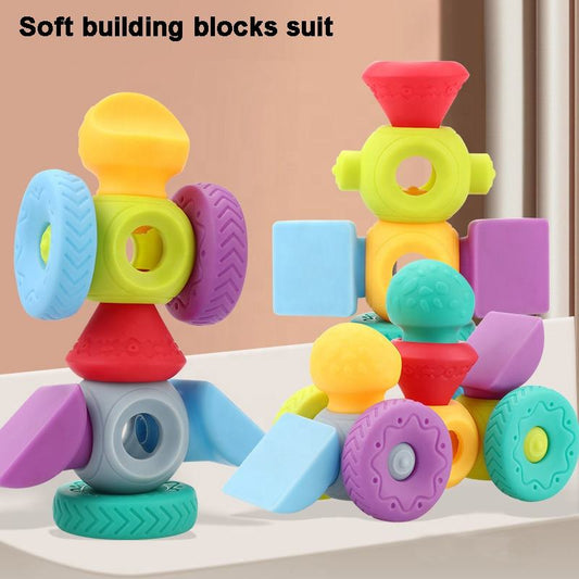 Baby Soft Rubber Squeeze Splice Blocks Set