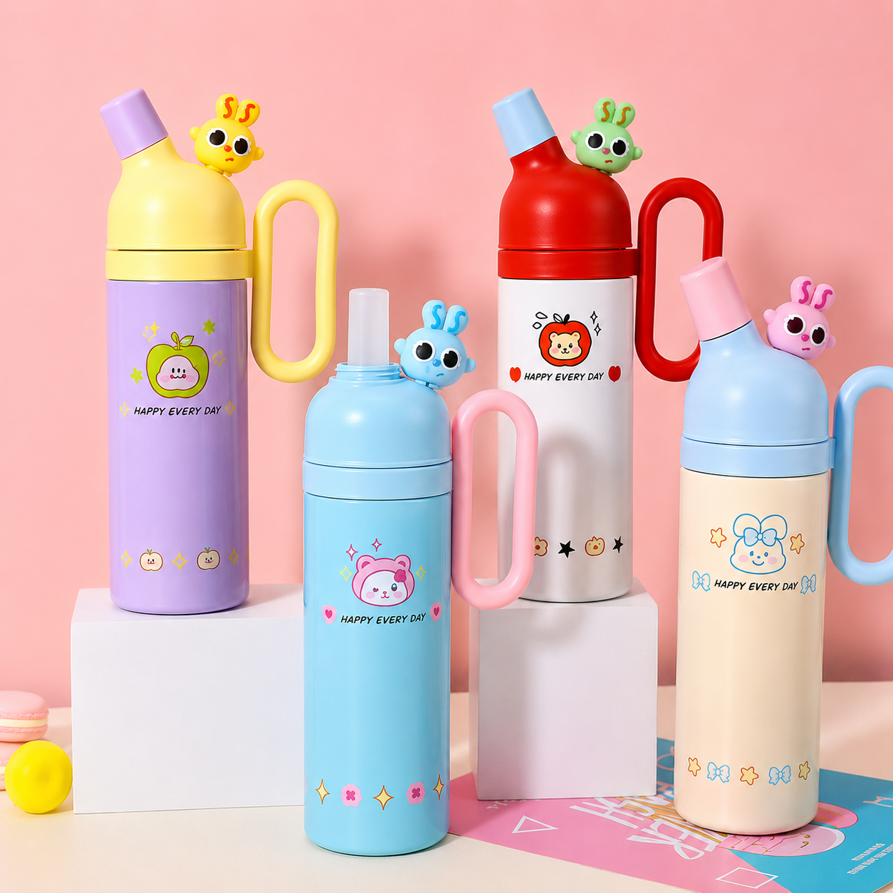 Happy Bunny Stainless Steel Straw 2 in 1 Water Bottle + Tumbler | 800 ml