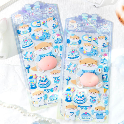 Sweet Animals 3D Silicon Belly Bakery Theme Stickers