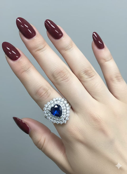 Stainless Steel Blue Stone Ring