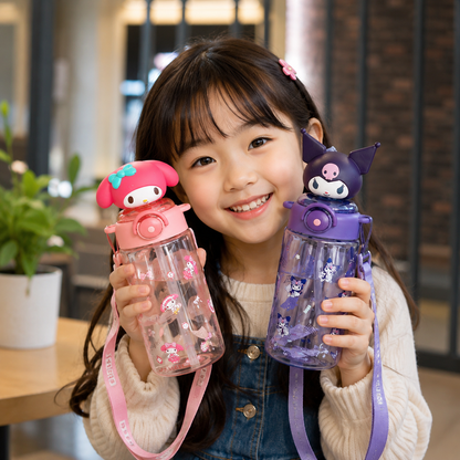 Kids 3d Disney & Sanrio Characters Water Bottles | 650 ml With Strap
