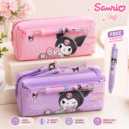 Kuromi Stationery Pencil Pouch With Free Kuromi Pen
