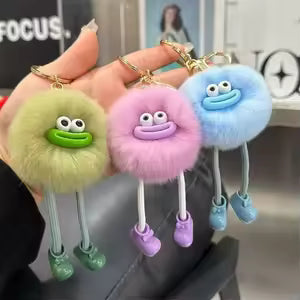 Fur Keychain With 3d Eyes And Legs