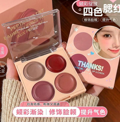 Korean 4 Tone Cream Blush & Lipstick Mud Palette