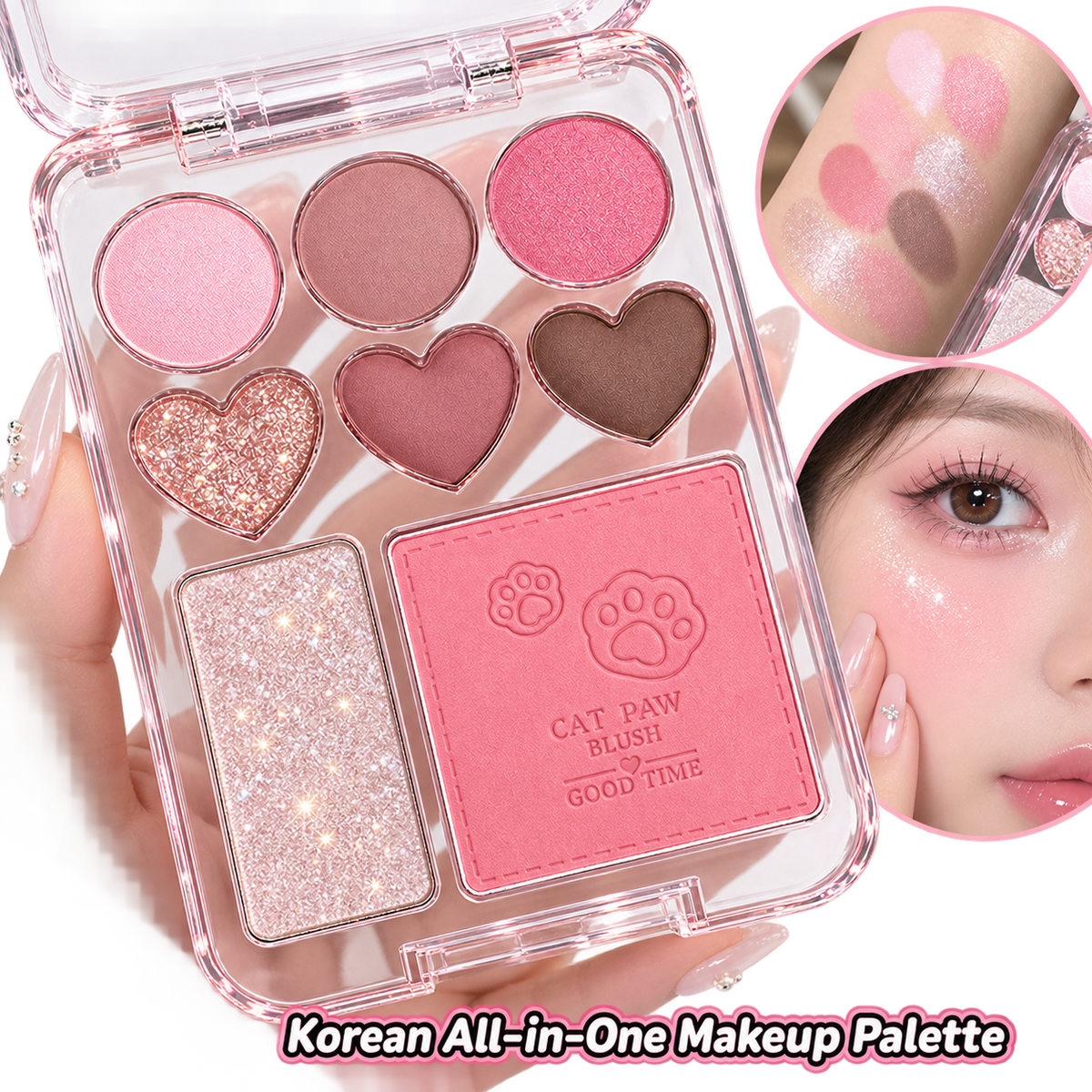 Korean All In One Eyeshadow Blush & Highlighter Palatte