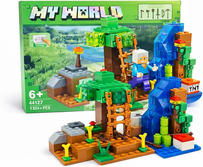 ​My World Pixel-Style Building Block Set with LED Light (132+ Pieces)