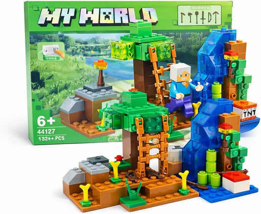 ​My World Pixel-Style Building Block Set with LED Light (132+ Pieces)