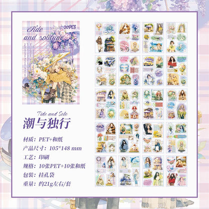 Purple Retro Vintage Journaling Sticker Book | 20 Sheets
