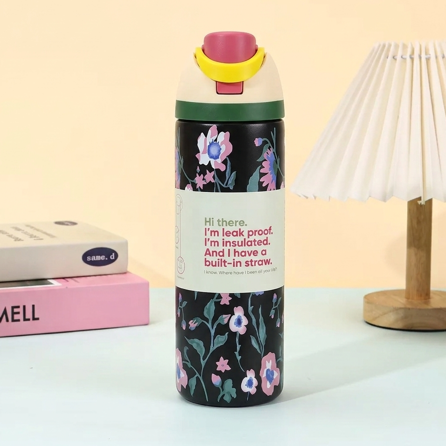 Floral Pinteresty Stainless Steel Insulated Water Bottle
