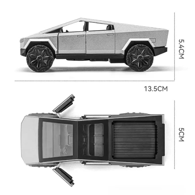 2 in 1 Pull Back Metal Body Tesla Cyber Truck Car With Lights and Sound