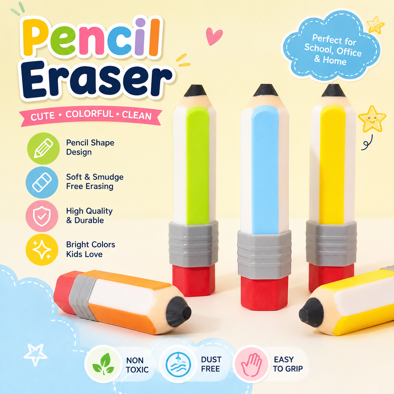 Pencil Shape Erasers