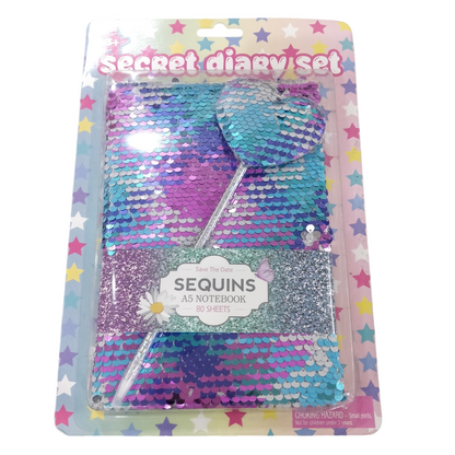 Sequins Reversible Diary Set With Pen