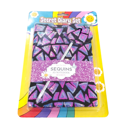 Geometric Sequin Diary |Notebook Set With Sequins Pen